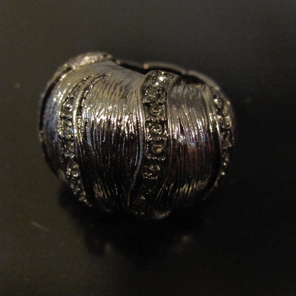 Cocktail Ring 💍 Crystal Black Glass Elastic Band